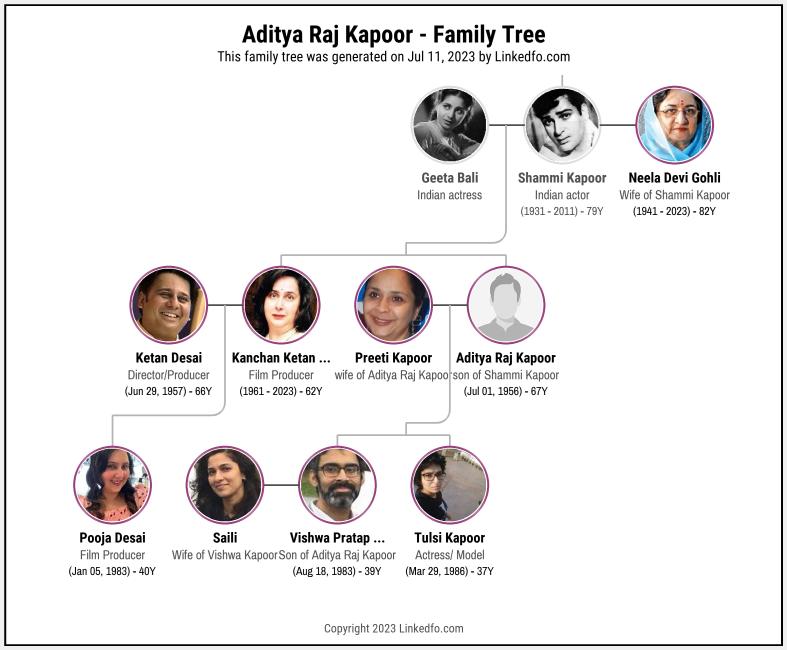 Aditya Raj Kapoor's Family Tree