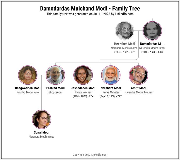 Damodardas Mulchand Modi's Family Tree