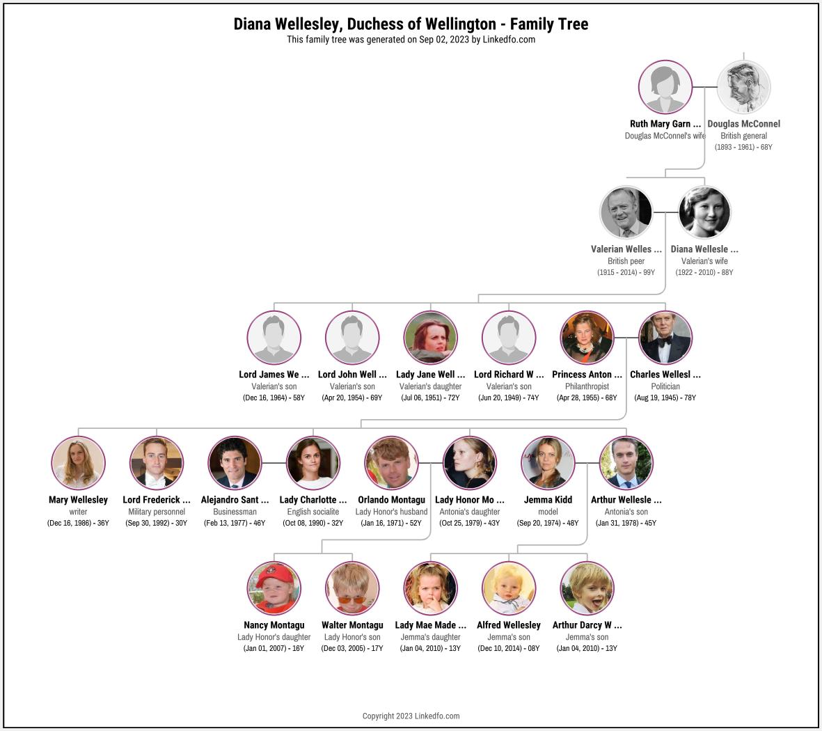 Diana Wellesley, Duchess of Wellington's Family Tree