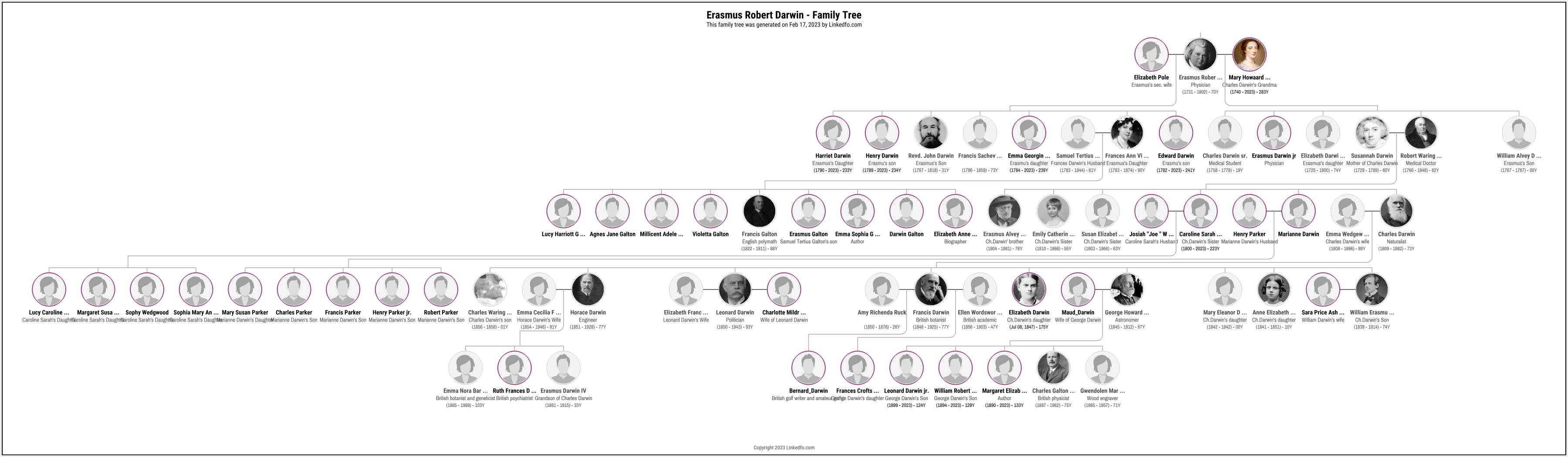 Erasmus Robert Darwin's Family Tree