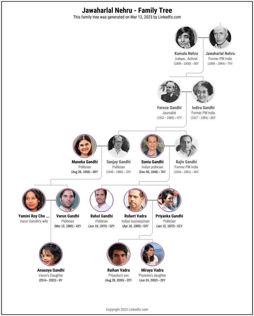 Jawaharlal Nehru's Family Tree