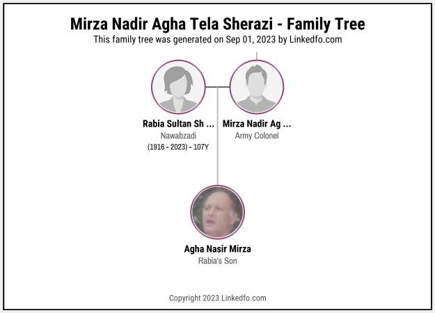 Mirza Nadir Agha Tela Sherazi's Family Tree